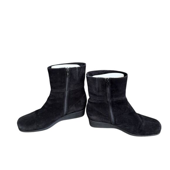 La Canadienne Sanford Suede Leather Buckle Zip Winter Ankle Boot Bootie Black 7 - Picture 4 of 8